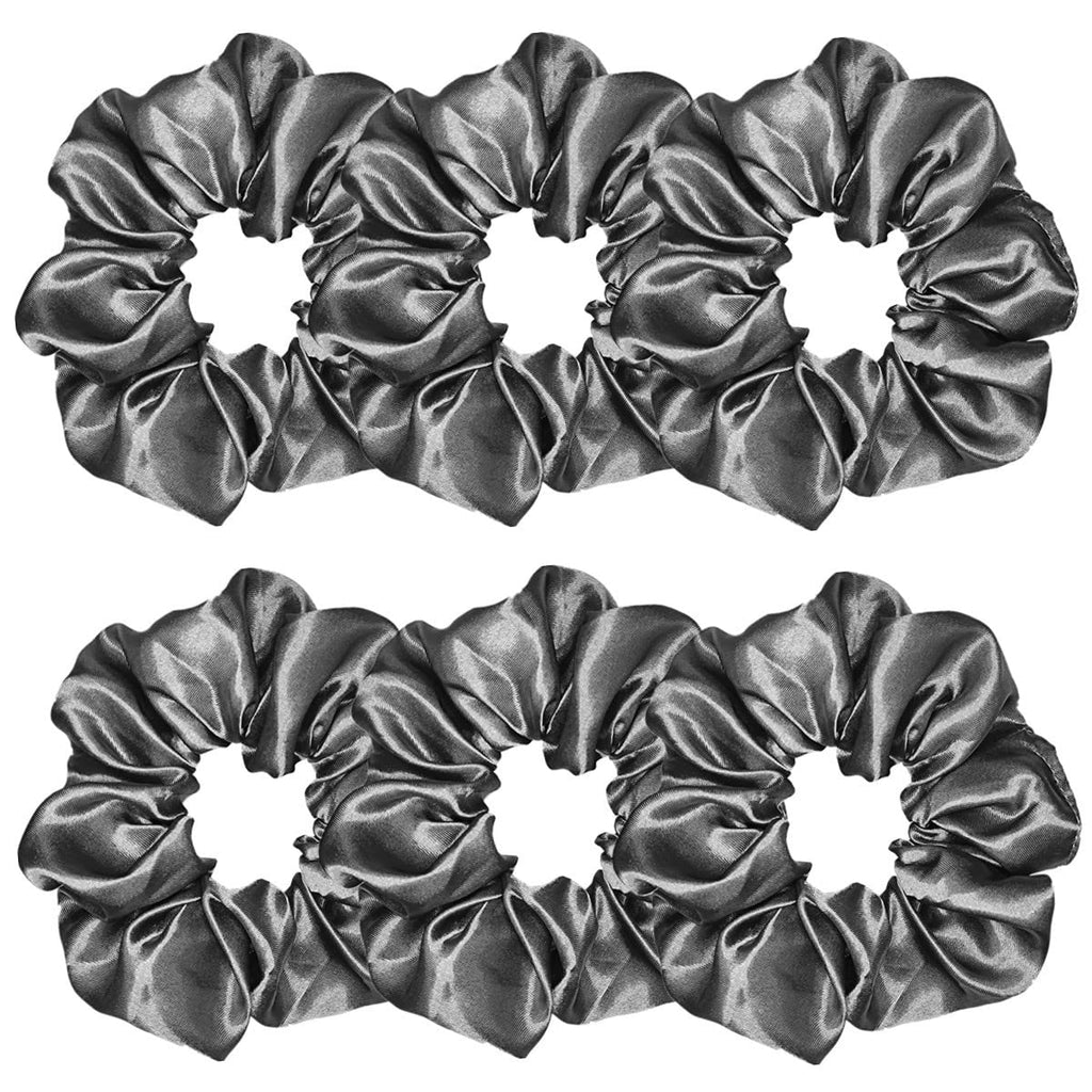 Sufermoe 6 Pcs Satin Silk Hair Scrunchies, 4.5 Inch, Dark Brown, Hair Accessories for Women and Girls