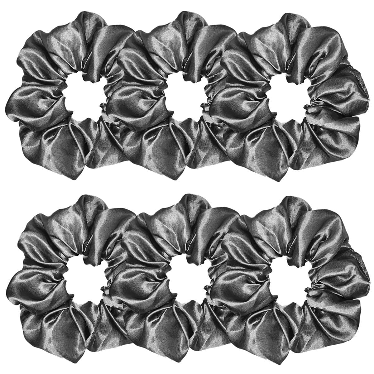 Sufermoe 6 Pcs Satin Silk Hair Scrunchies, 4.5 Inch, Dark Brown, Hair Accessories for Women and Girls