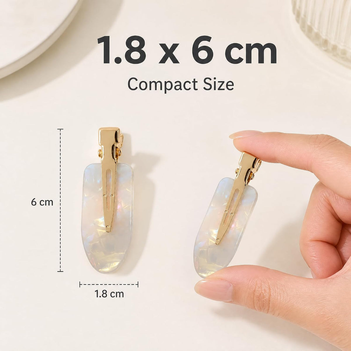 2PCS No Crease Hair Pins Flat Hair Makeup Clips Cute No Bend Accessories Small Duck Barrettes for Women Teen Girls Thin Fine Curly Styling Sectioning (White)