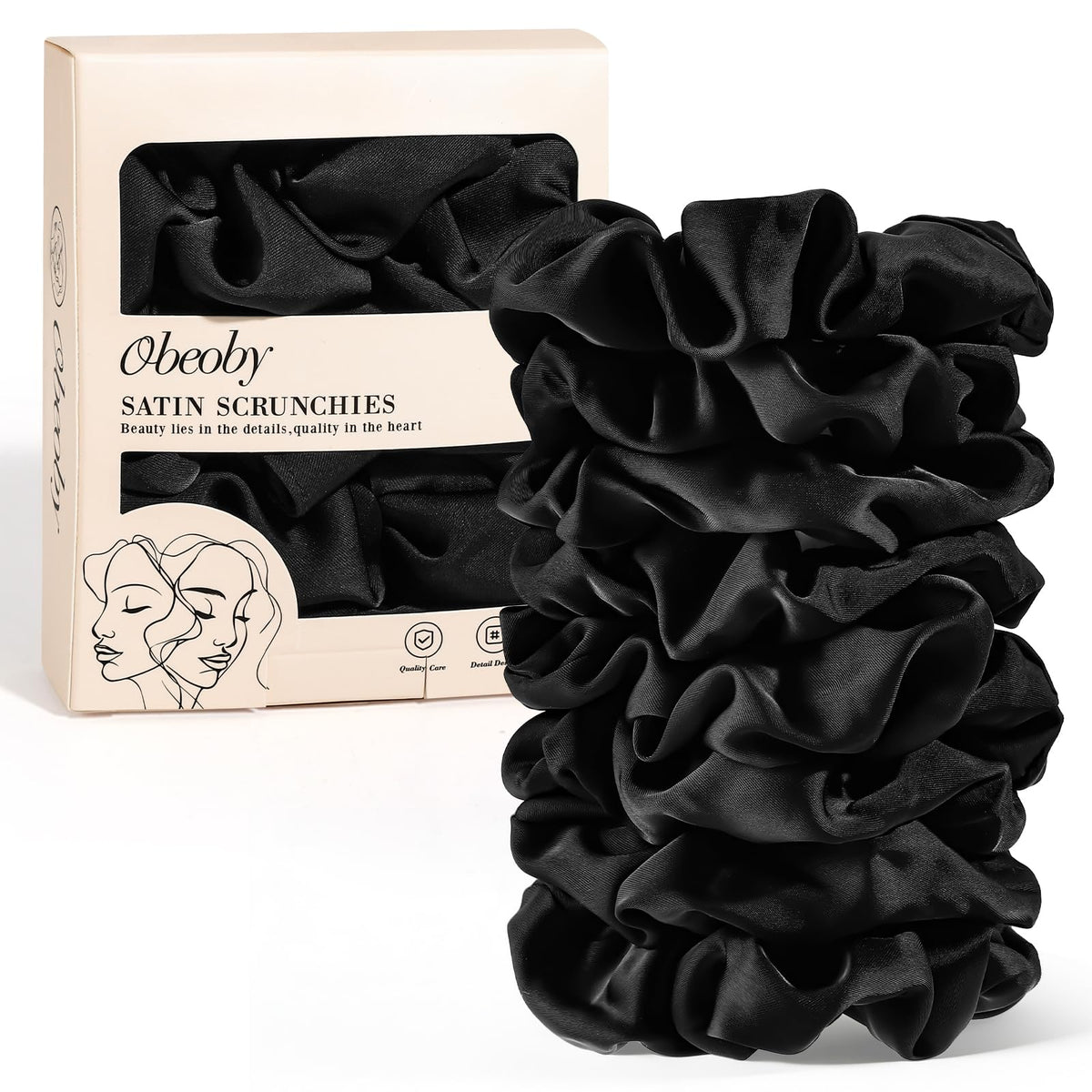 Satin Hair Scrunchies for Women, 8 Pack Satin Hair Ties for Thin Hair
