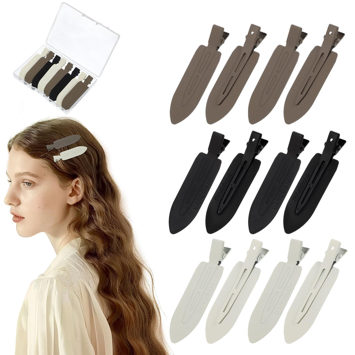obeoby 12 Pcs No Crease No Bend Hair Clips for Women Girls Makeup Styling