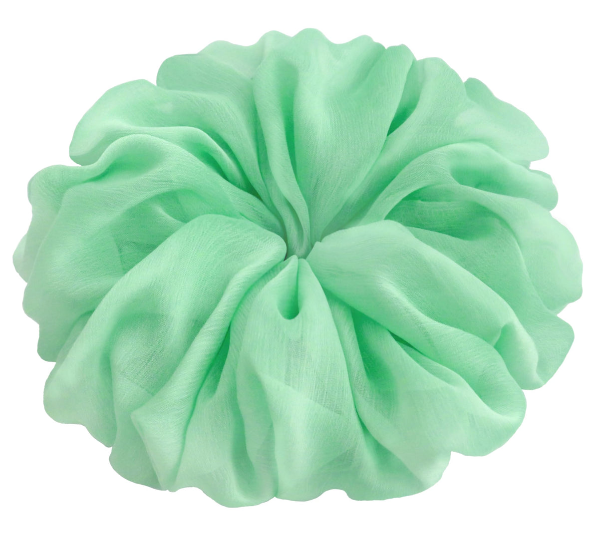 38 Colors Available, Soft Sheer Chiffon Big Hair Scrunchies (Black)