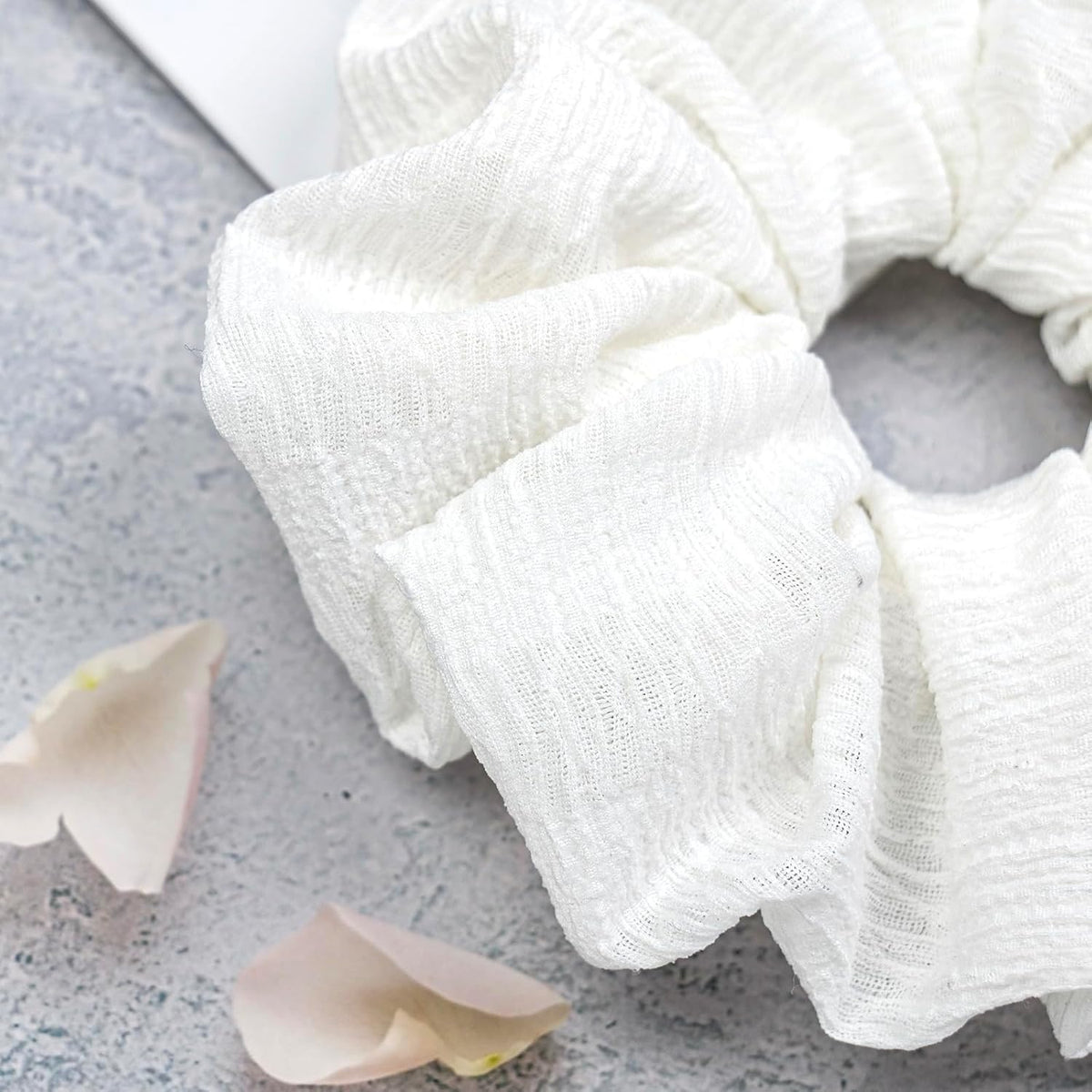 White Hair Scrunchies for Women 1pc Large Elastic Hair Ties Soft Hairbands for Thick Thin Hair, Big Ponytail Holders Hair Accessories for Girls, Party Daily Use