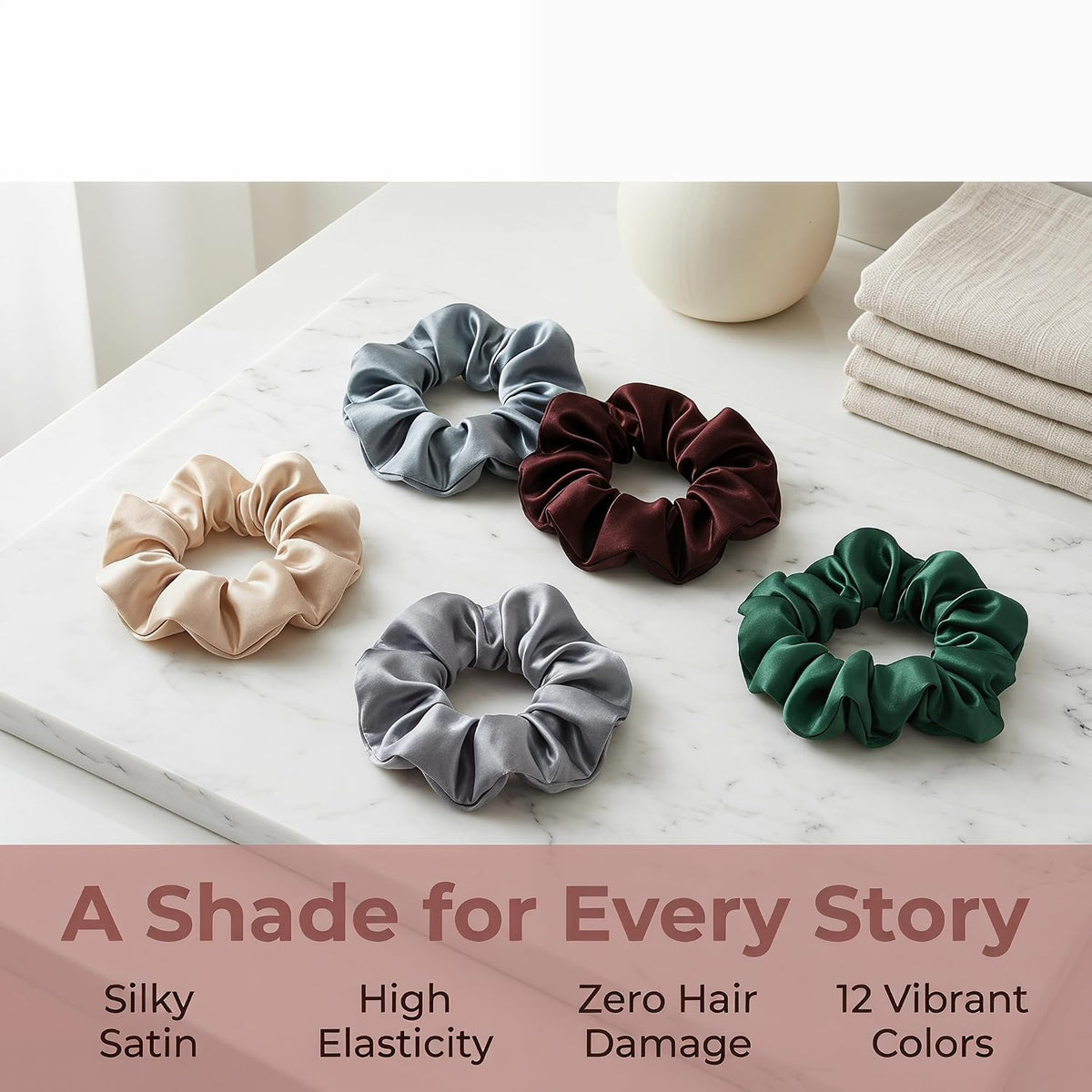 Scrunchie 24 Pcs Satin Silk Scrunchies for Women, Soft Hair Ties No Crease, Elastic Ponytail Holders with Assorted Colors, Silk Satin Scrunchy(2 per color)