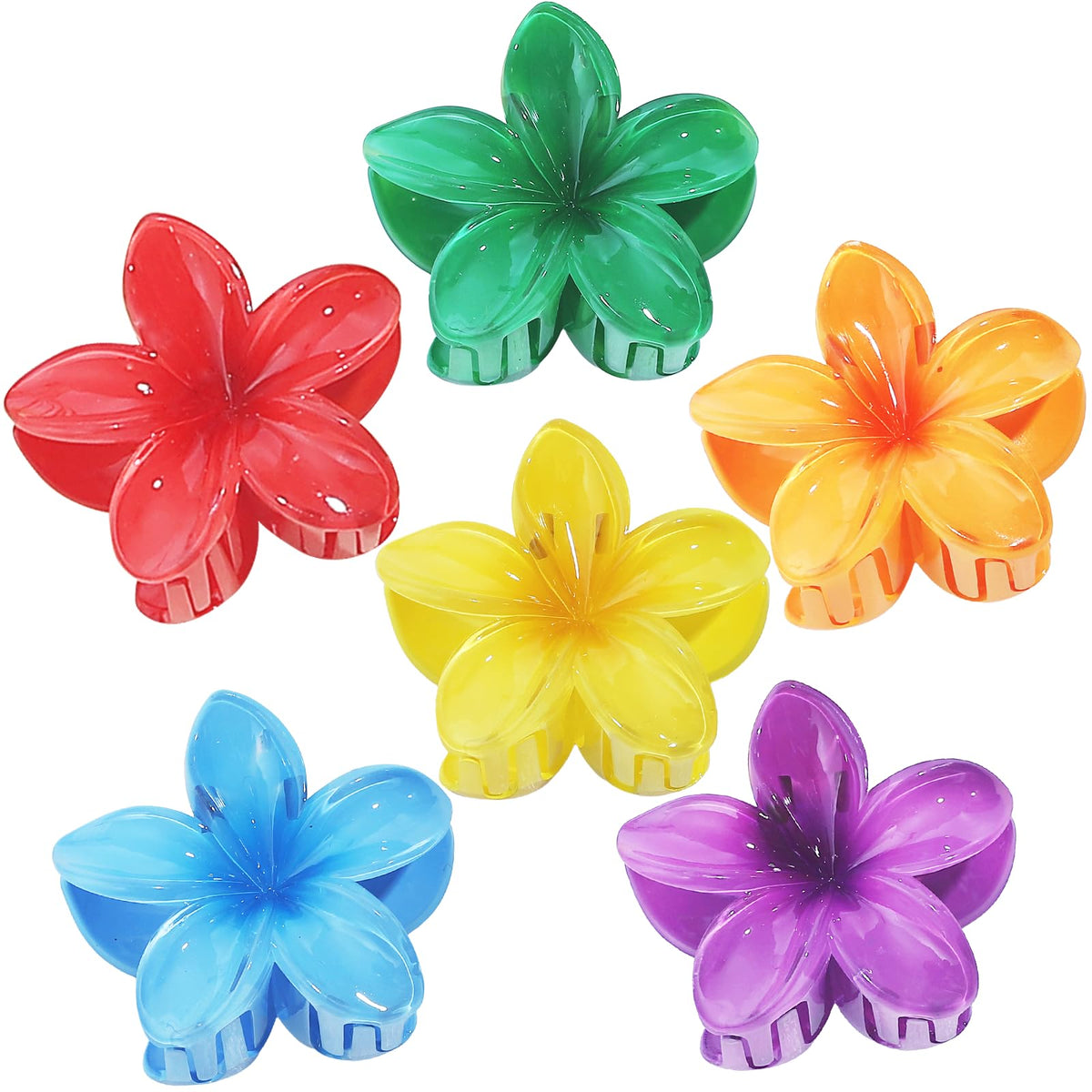Sisiaipu Flower Hair Clips for Women 6 Pcs Hawaiian Large Claw Clips Plumeria Medium Hair Claw Clips for Thick Thin Hair Hibiscus Tropical Beach Hair Accessories for Women Girls and Girls (PS)