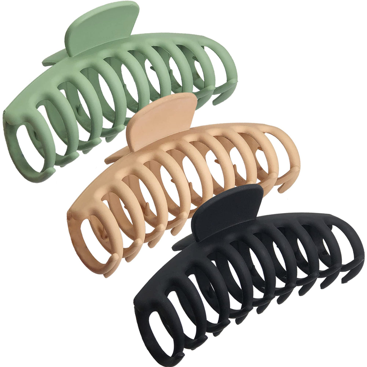 OWIIZI Big Hair Claw Clips for Women - Long Thick Hair 4.3" Nonslip Jumbo Clips With Strong Hold, Large Clamps for Styling (3 Packs)