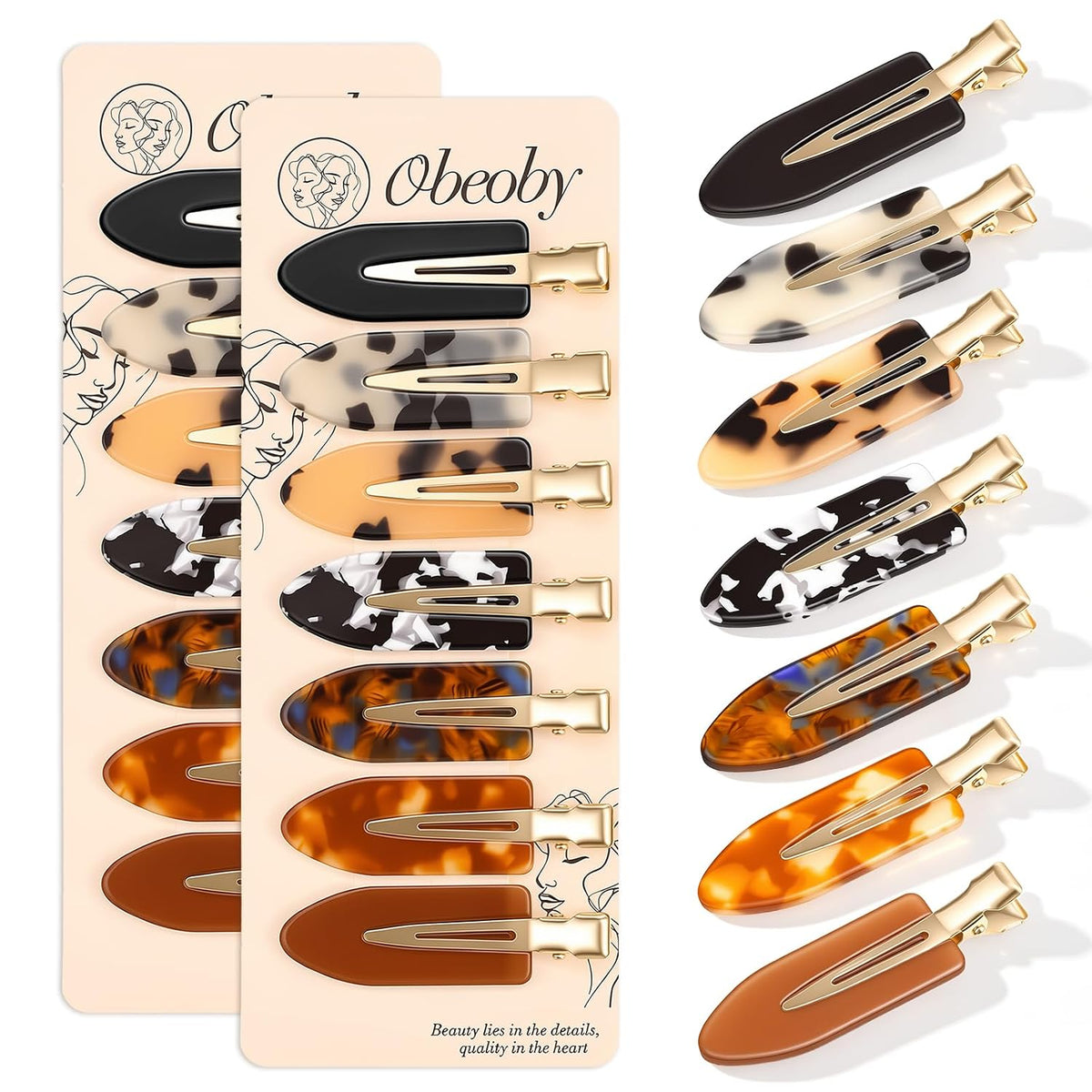 obeoby 14 Pcs No Crease Hair Clips For Women Girls Makeup Styling, 2.36 In