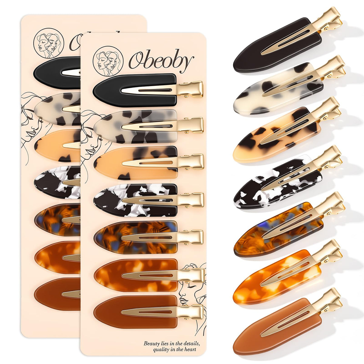 obeoby 14 Pcs No Crease Hair Clips For Women Girls Makeup Styling, 2.36 In