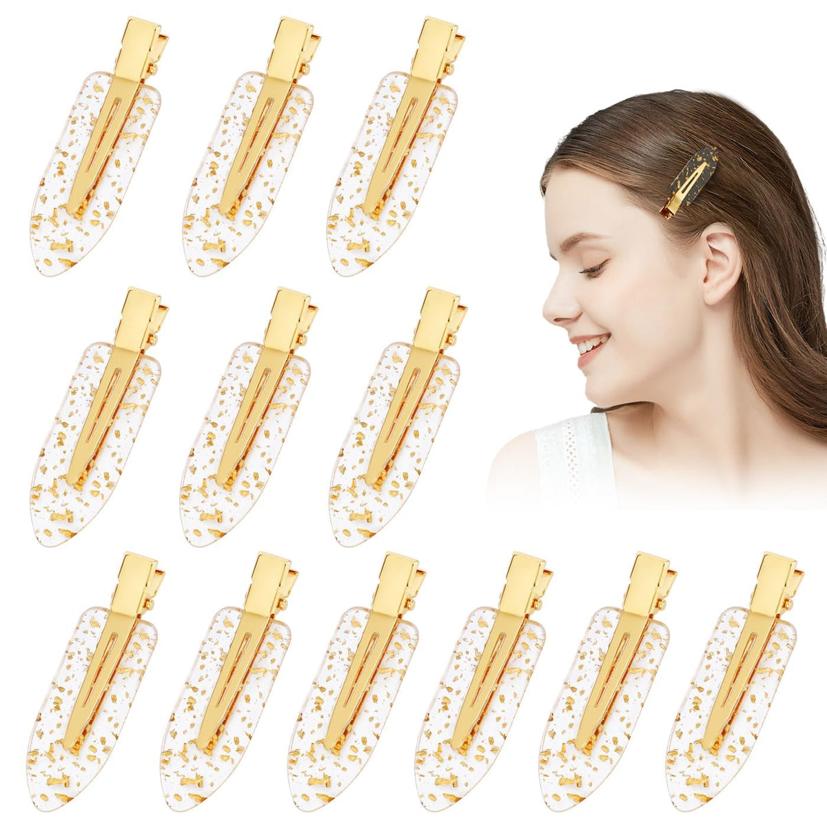 KesaPlan 9PCS No Bend Checkerboard Creaseless Hair Clips for Makeup Women