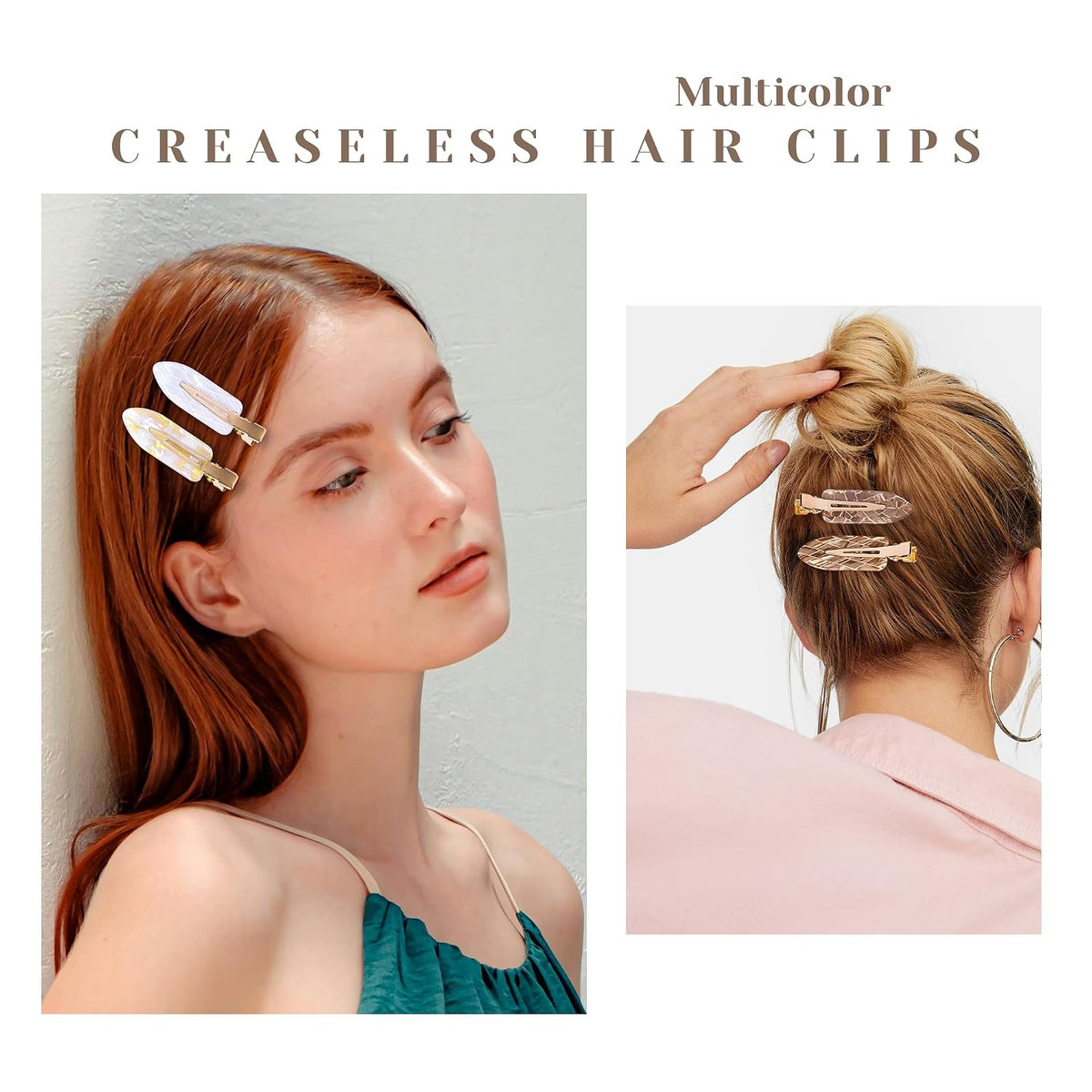No Crease Creaseless No Bend Hair Clips For Styling Non Slip Flat Clips For Makeup Hair Accessories For Women,White Gold Color,12 PCS