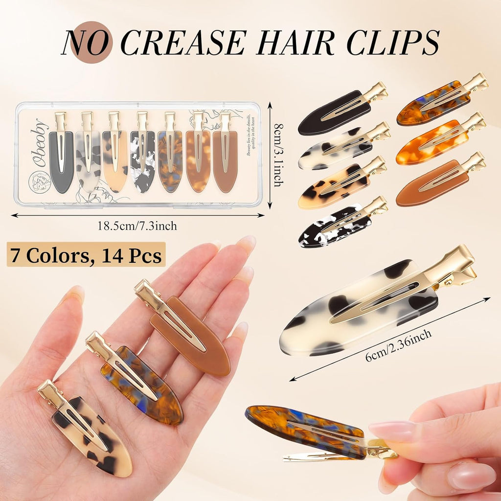 obeoby 14 Pcs No Crease Hair Clips For Women Girls Makeup Styling, 2.36 In