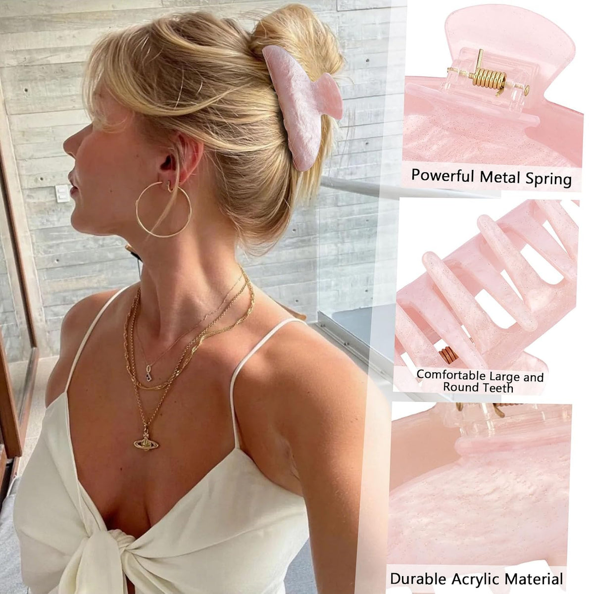 Canitor Hair Claw Clips for Women Acrylic Marbled Hair Clips for Thick Thin Hair Emi Cute Hair Accessories Stocking Stuffers Preppy Teen Girl Gifts Trendy Stuff
