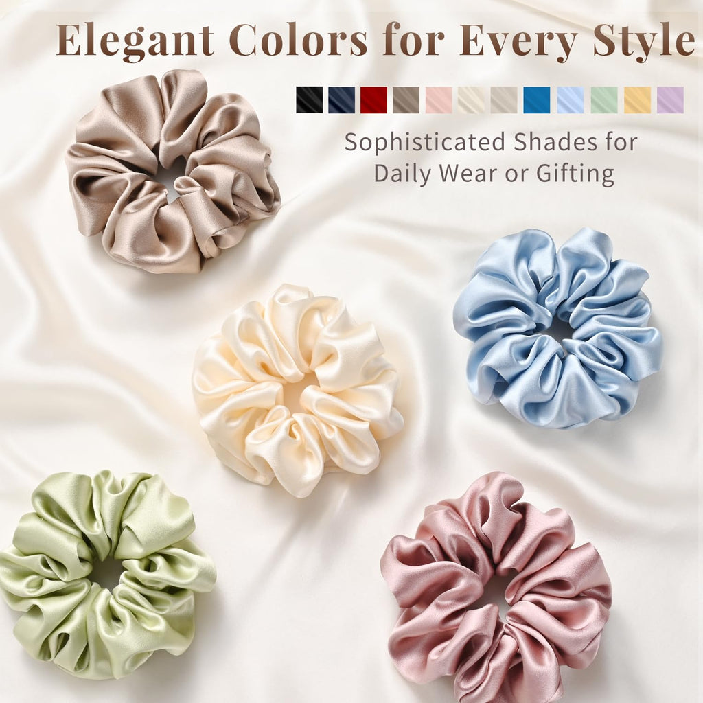 100% Mulberry Silk Scrunchie for Women, 30 Momme 6A, 2-Inch Wide