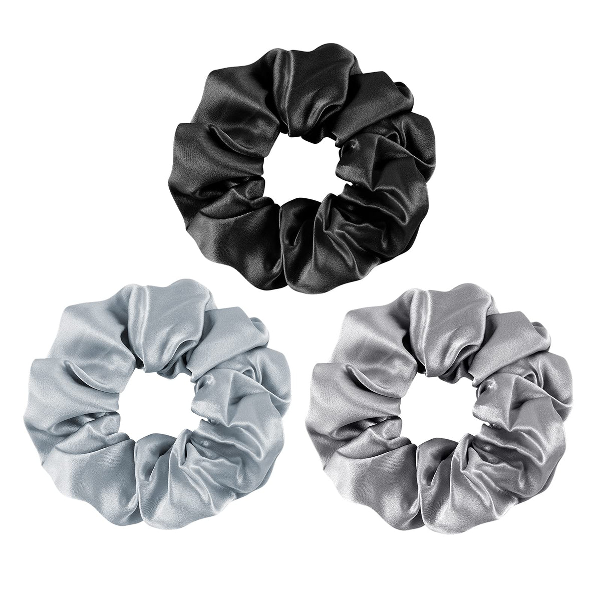 OLESILK 100% Mulberry Silk Scrunchies for Women, Hair Ties No Damage 3 Pack