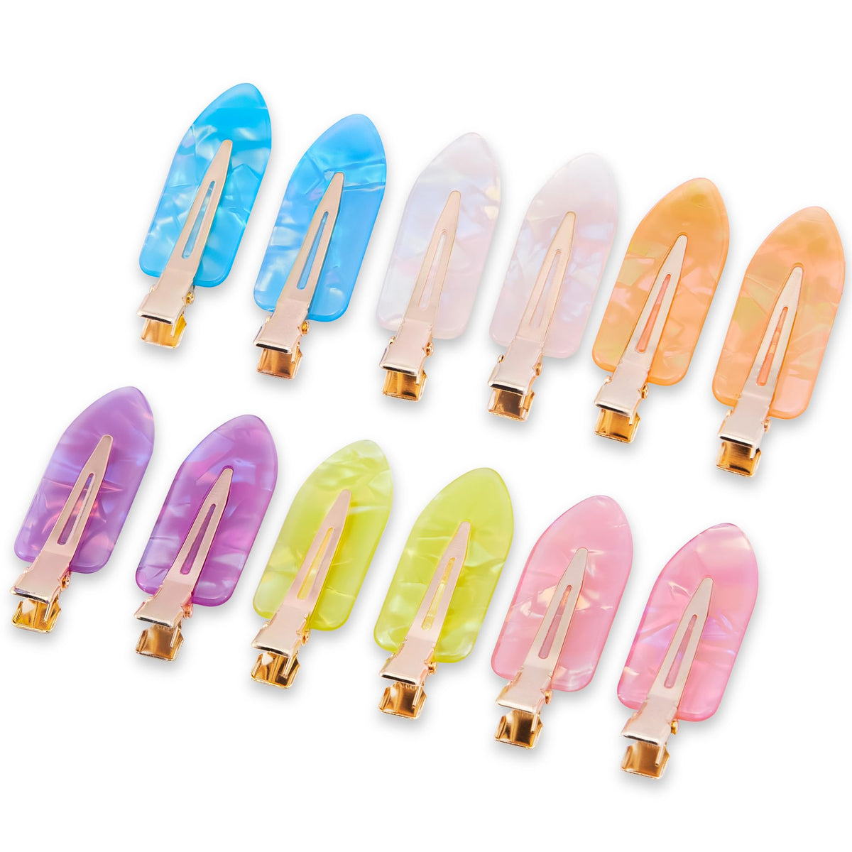 No Crease Creaseless No Bend Hair Clips For Styling Non Slip Flat Clips For Makeup Hair Accessories For Women,White Gold Color,12 PCS