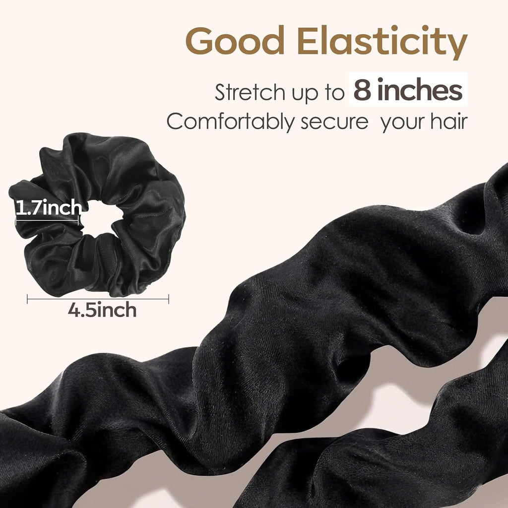 Satin Scrunchies for Women,Silk Hair Ties Fashion Soft Ties and Bands,Elastic Ponytail Holders No Damage Hair Accessories Thick Hair Styling - 20 Pcs Dark Color