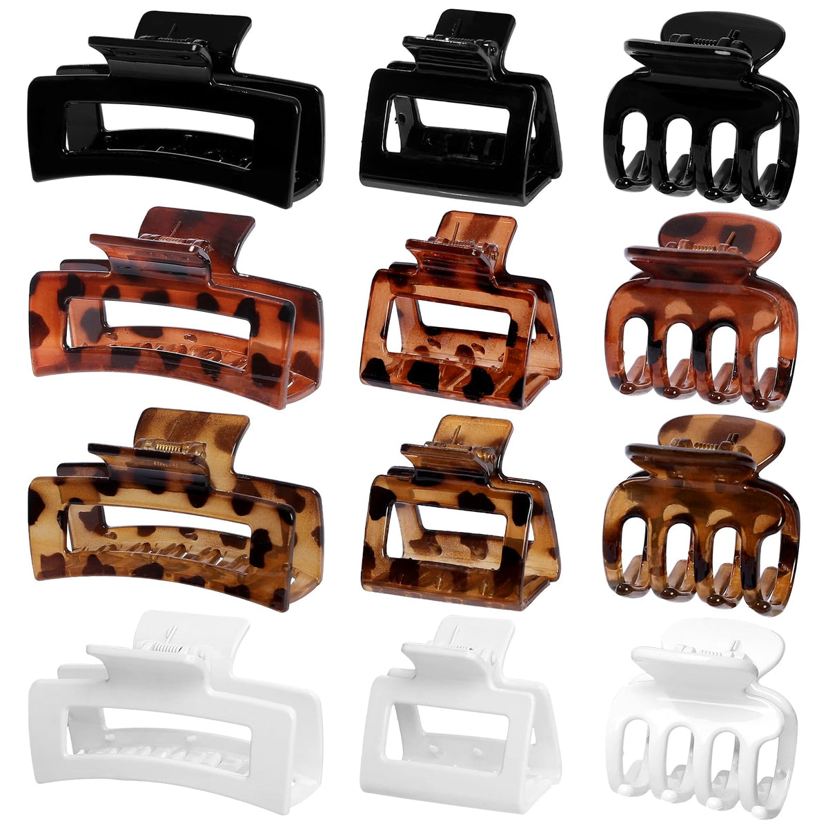 SMKSL 12 Pcs Hair Claw Clips for Women & Girls 3 Styles Hair Accessories