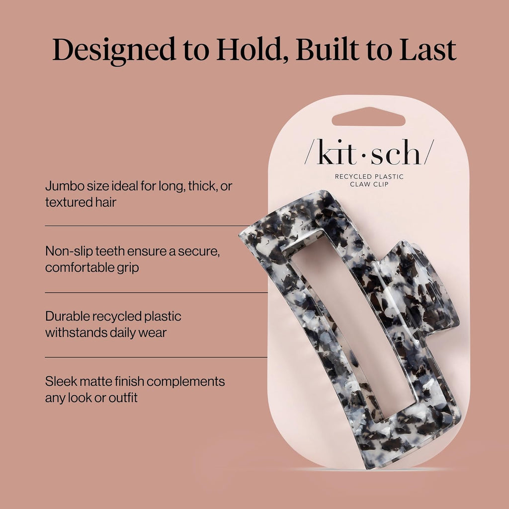 Kitsch Jumbo Open Shaped Hair Clip for Women - Black, 1pc