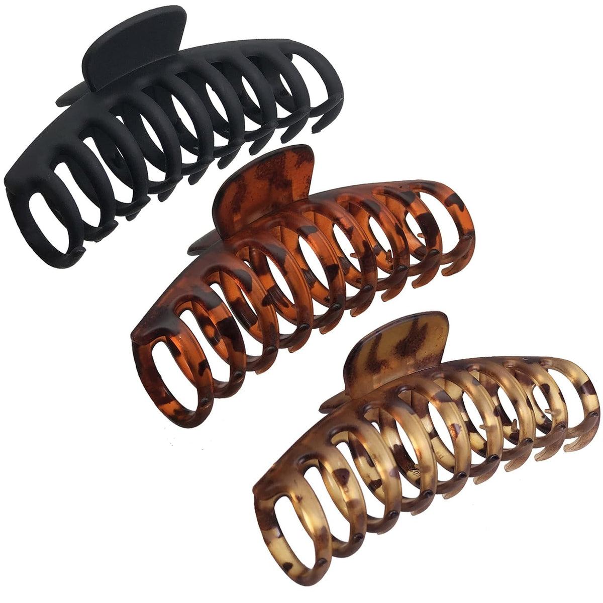OWIIZI Big Hair Claw Clips for Women - Long Thick Hair 4.3" Nonslip Jumbo Clips With Strong Hold, Large Clamps for Styling (3 Packs)