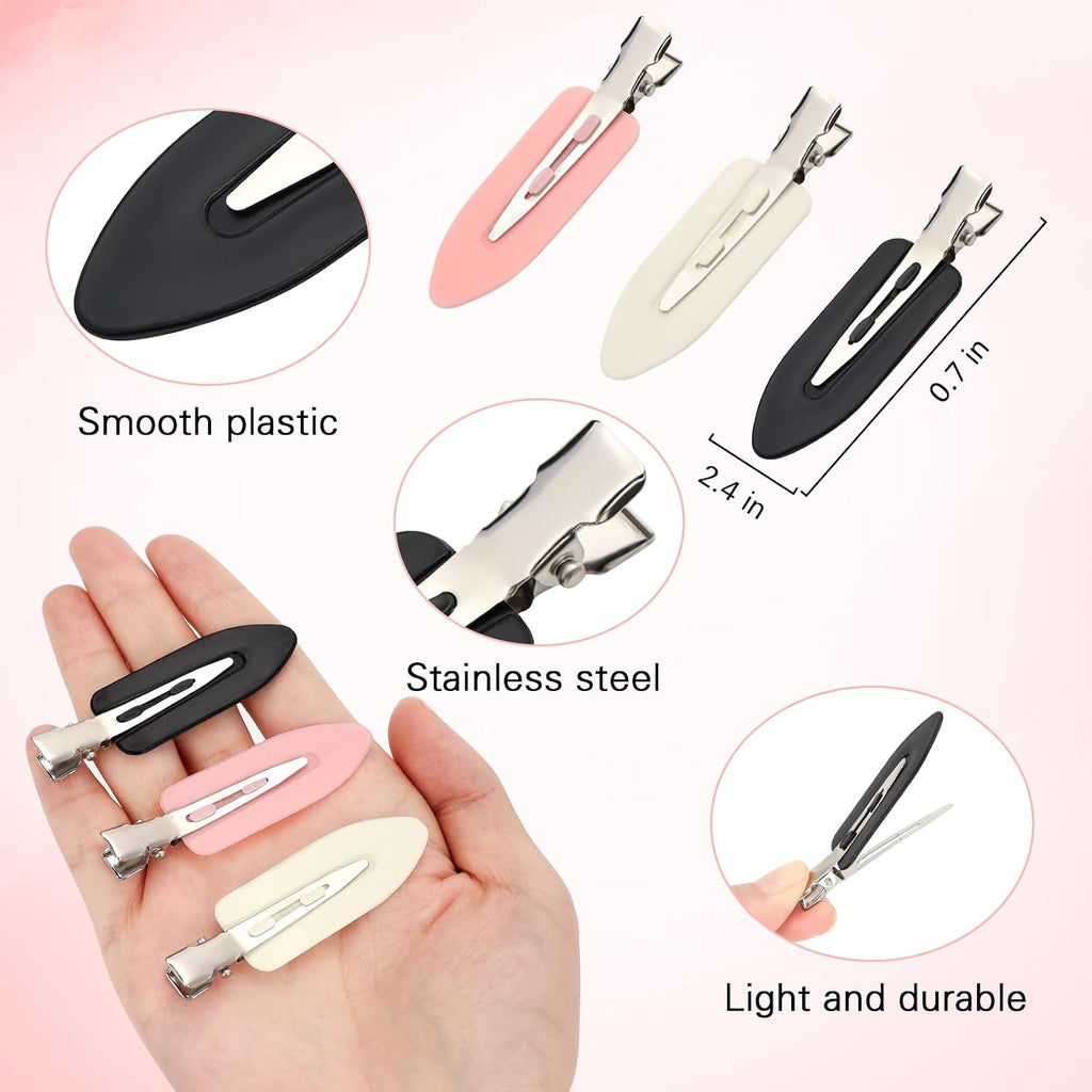 12 Pcs No Crease Hair Clips, No Bend Hair Clips, Flat Hair Barrettes Alligator Duck Billed Clips for Women Girls Styling Sectioning Makeup Bangs Curl Accessories Salon Hairstyle Pink, White, Black