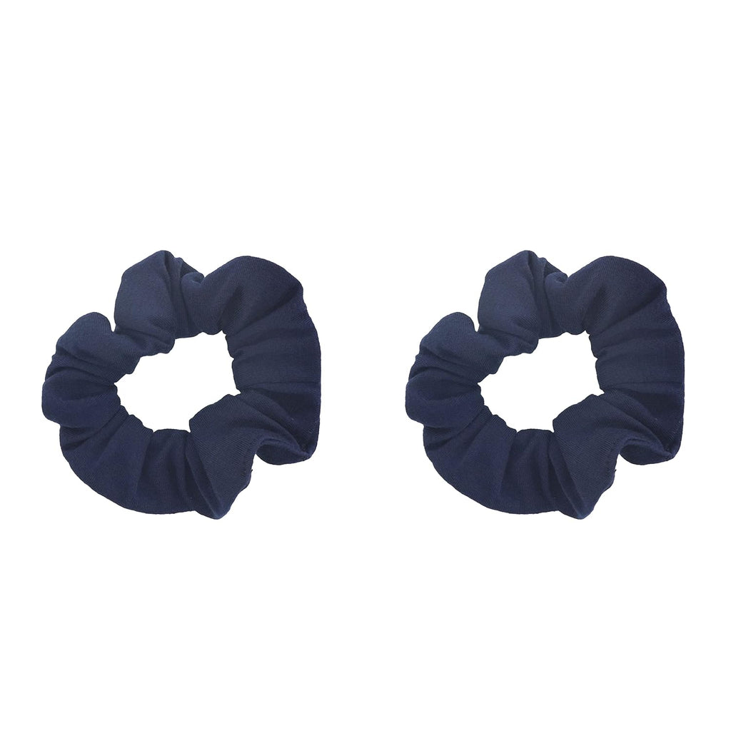 Motique Accessories Solid Scrunchies for Women, Set of 2, Navy Blue