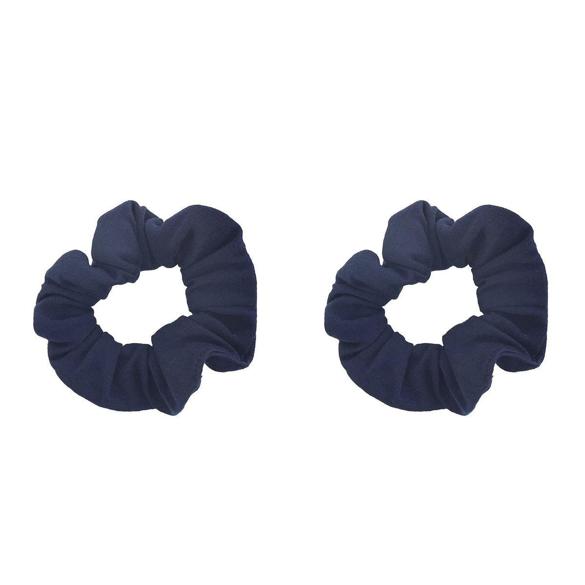 Motique Accessories Solid Scrunchies for Women, Set of 2, Navy Blue