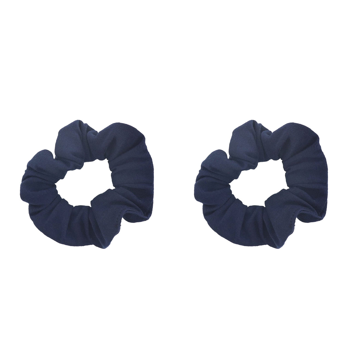 Motique Accessories Solid Scrunchies for Women, Set of 2, Navy Blue