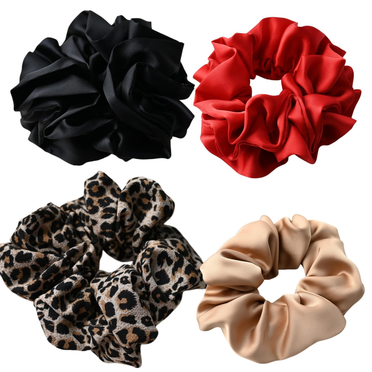 : Chic Striped Hair Scrunchies for Girls and Women，Elastic Hair Bands，for everyday styling，4 in pack，scrunchies (a)