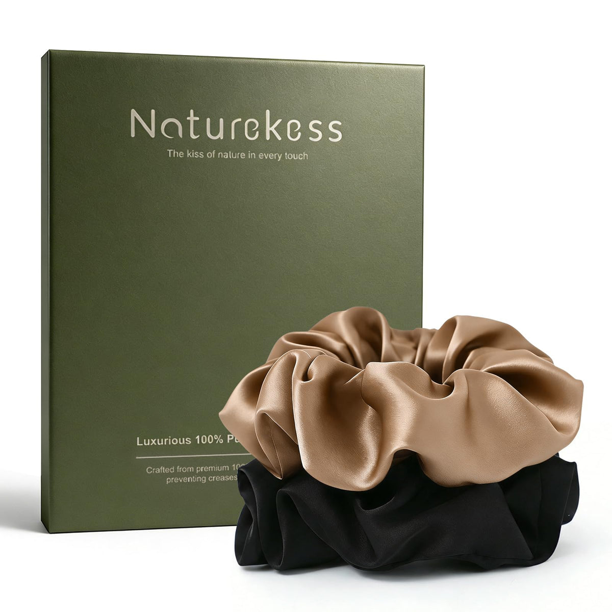 100% Mulberry Silk Scrunchies for Women, Oversized XL Hair Tie for Sleeping, Gentle No Damage Hair Accessory for All Hair Types, Soft Pure Silk Ponytail Holder