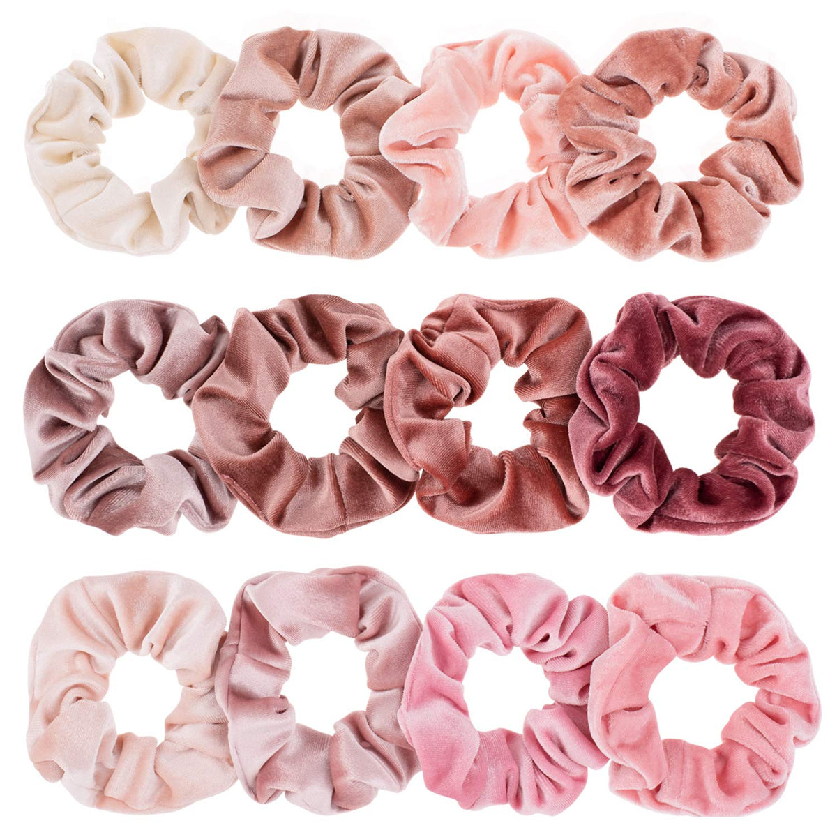 Whaline 12 Pack Velvet Hair Scrunchies for Women, 12 Colors