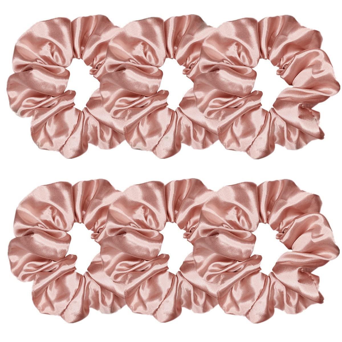 Sufermoe 6 Pcs Satin Silk Hair Scrunchies, 4.5 Inch, Dark Brown, Hair Accessories for Women and Girls