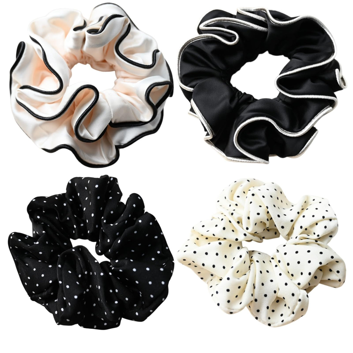 : Chic Striped Hair Scrunchies for Girls and Women，Elastic Hair Bands，for everyday styling，4 in pack，scrunchies (a)