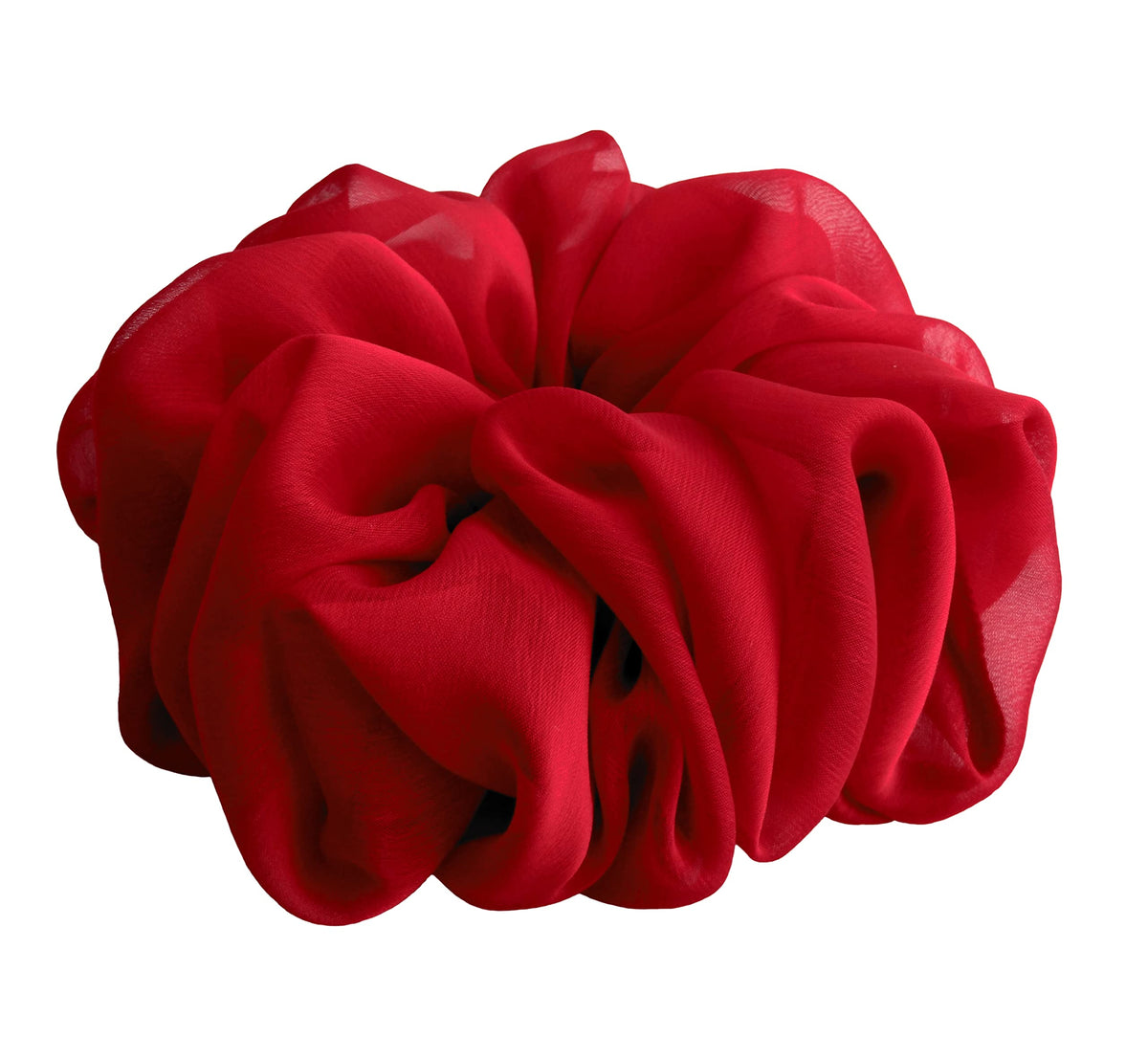 38 Colors Available, Soft Sheer Chiffon Big Hair Scrunchies (Black)