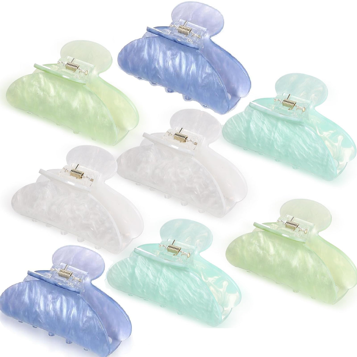 8 Pcs Large Acrylic Hair Claw Clips,Ink Painting,Dusk Color