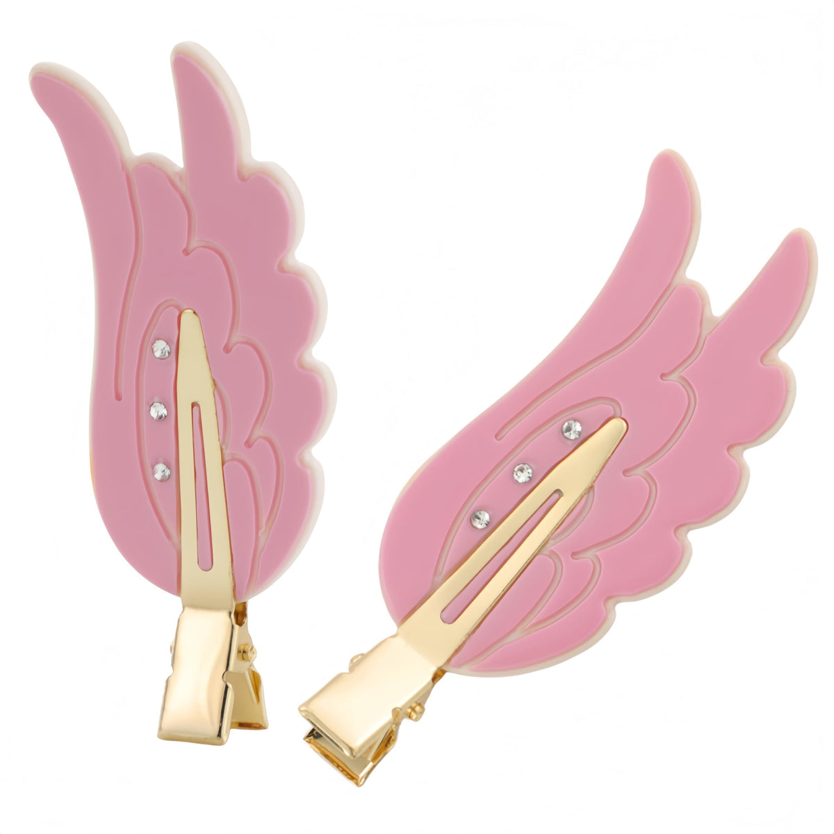 2 Piece Angel Wing Hair Clips with Rhinestones Pink Creaseless Hair Clips for Women Cute Wing Hairpins Kawaii Cartoon Barrettes Cute Y2K Makeup Accessories