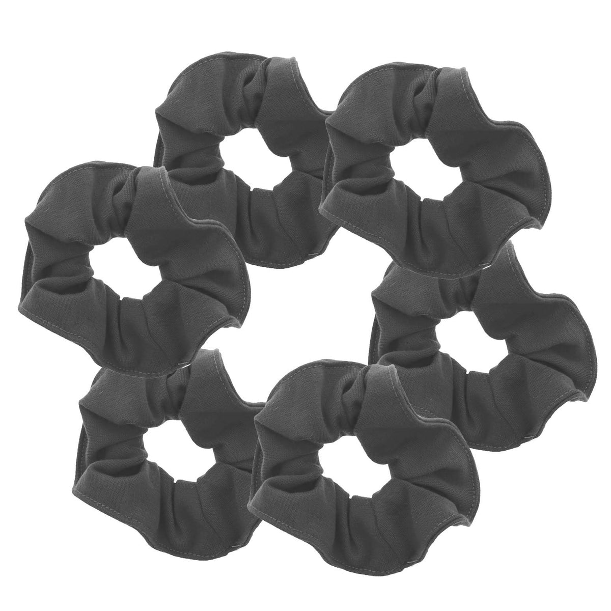 Motique Accessories Large Scrunchies for Women, Pack of 6, Black