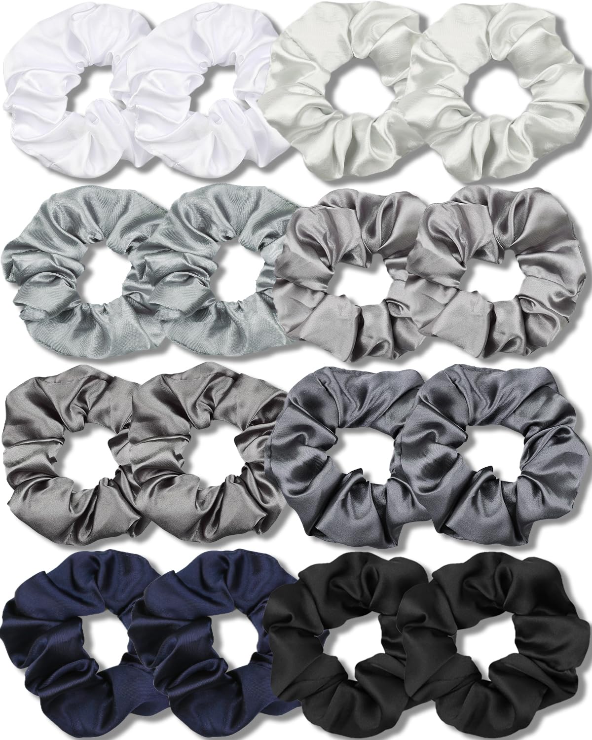 IVARYSS Satin Scrunchies for Women, Soft Than Silk for Hair, Fashion Ties and Bands for Thin | Thick Hair Styling, 16 Pack (Neutral Color)