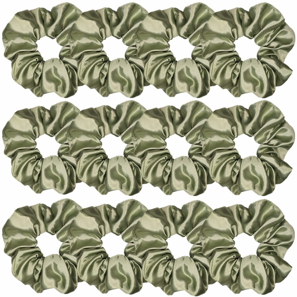 12 Pcs Satin Silk Scrunchies Soft Hair Ties Fashion Hair Bands Hair Bow Ropes Elastic Bracelets Ponytail Holders Hair Accessories for Women Girls (4.5 Inch, Assorted Multi-color)