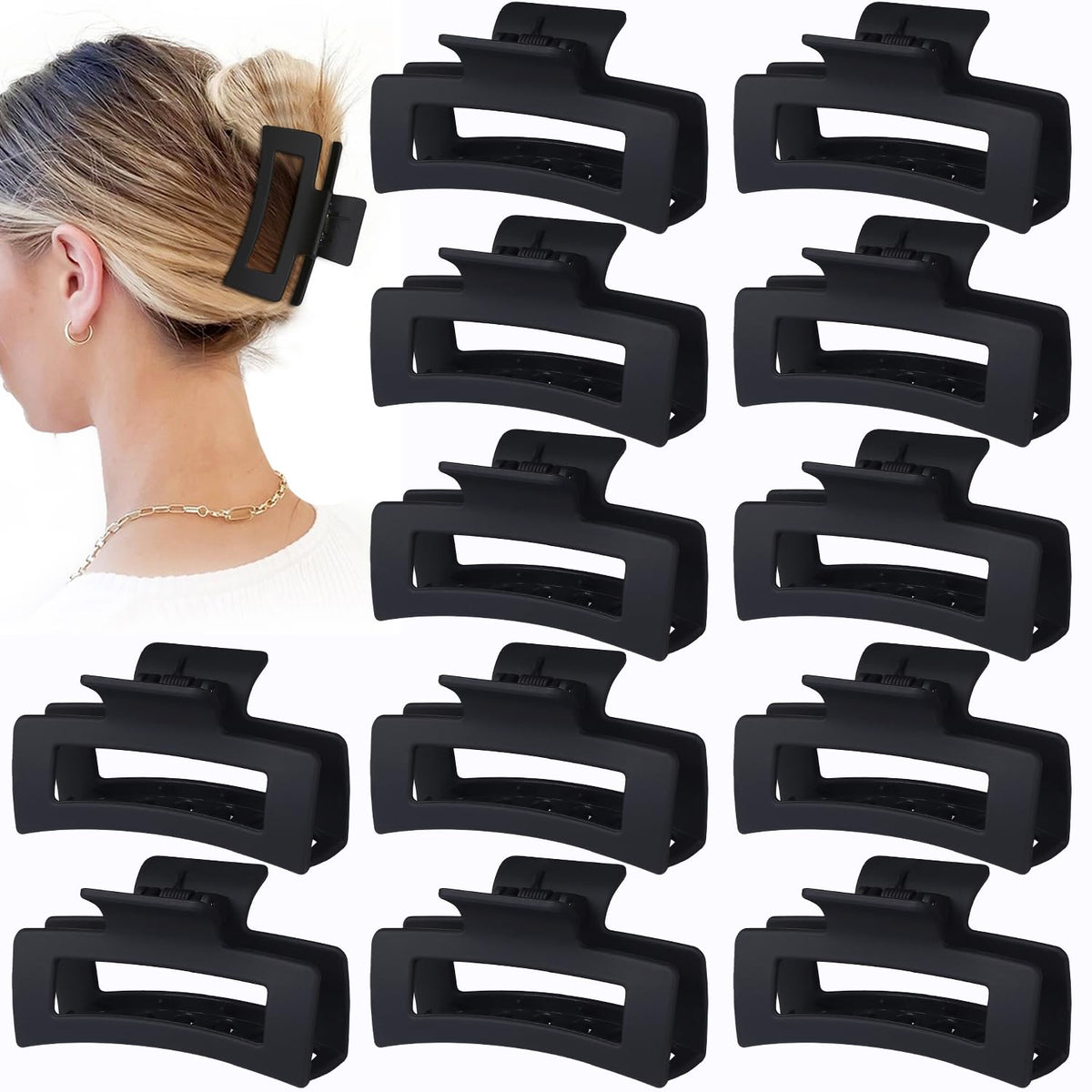 Sisiaipu 12 Pcs Medium Hair Clips, 3.5 Inch, Colorful - Hair Clips for Thick and Thin Hair, Square Claw Clips, Jaw Clips, Bulk Hair Accessories for Women and Girls
