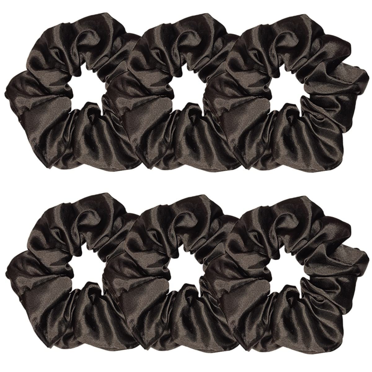 Sufermoe 6 Pcs Satin Silk Hair Scrunchies, 4.5 Inch, Dark Brown, Hair Accessories for Women and Girls