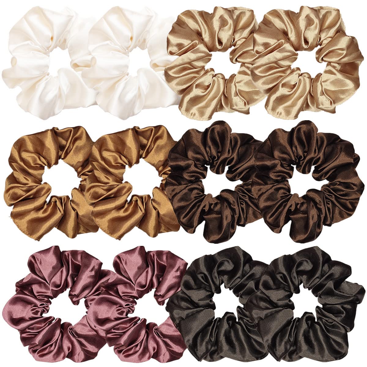 12 Pcs Satin Silk Scrunchies Soft Hair Ties Fashion Hair Bands Hair Bow Ropes Elastic Bracelets Ponytail Holders Hair Accessories for Women Girls (4.5 Inch, Assorted Multi-color)