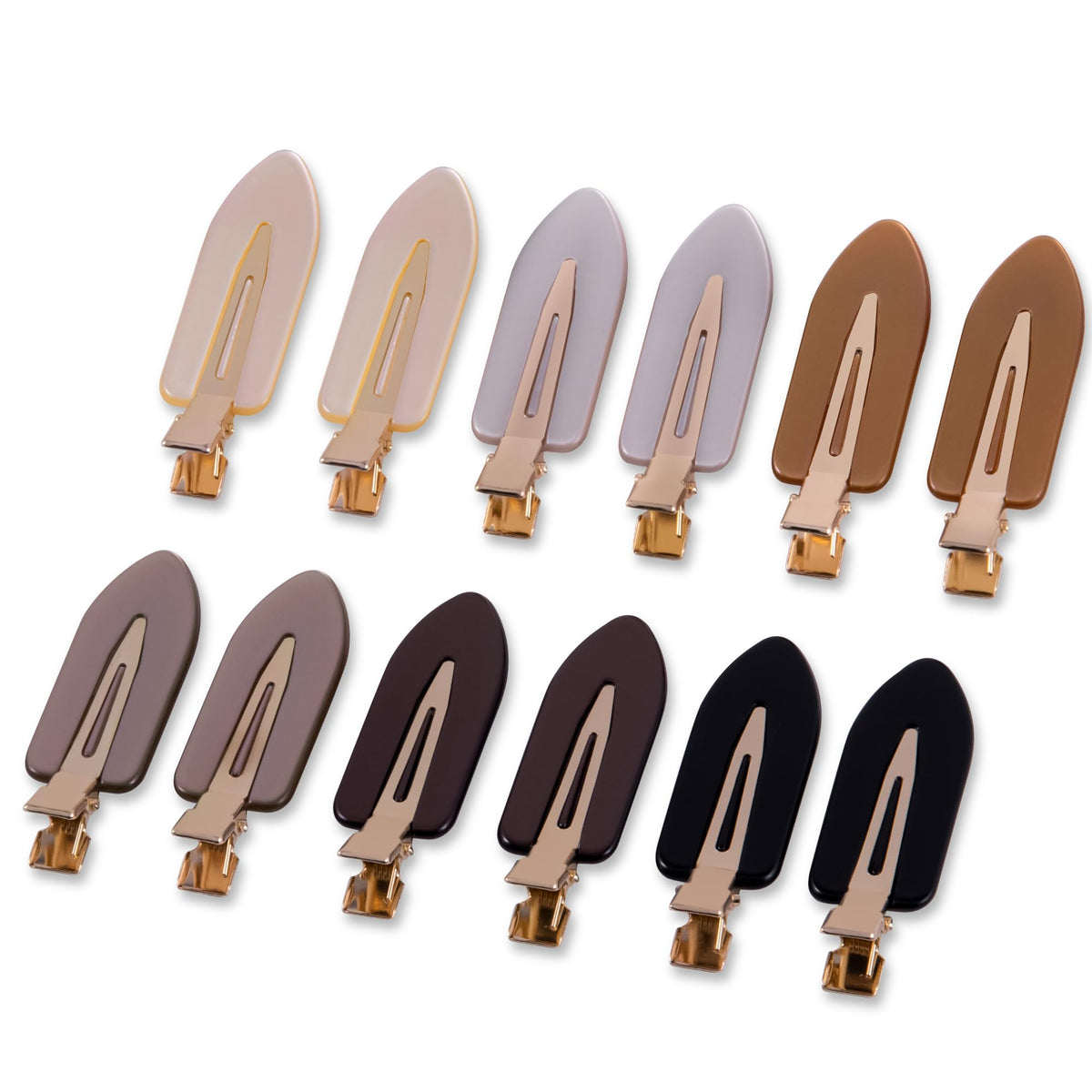 No Crease Creaseless No Bend Hair Clips For Styling Non Slip Flat Clips For Makeup Hair Accessories For Women,White Gold Color,12 PCS
