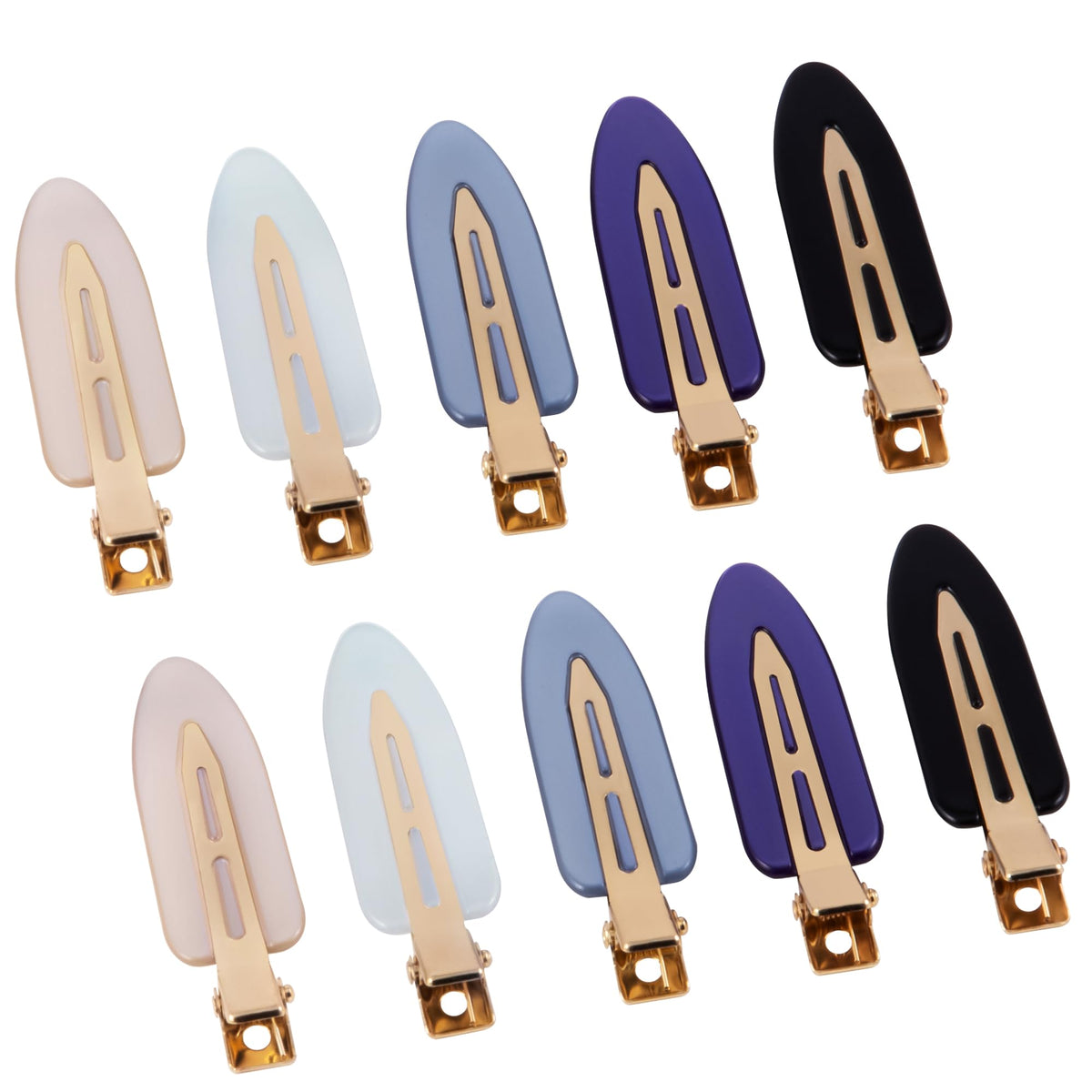 10 Pcs Creaseless No Crease No Bend Flat Hair Clips For Styling Non Slip Makeup Clips For Women Salon Hairstyle,Matte Black Brown Beige