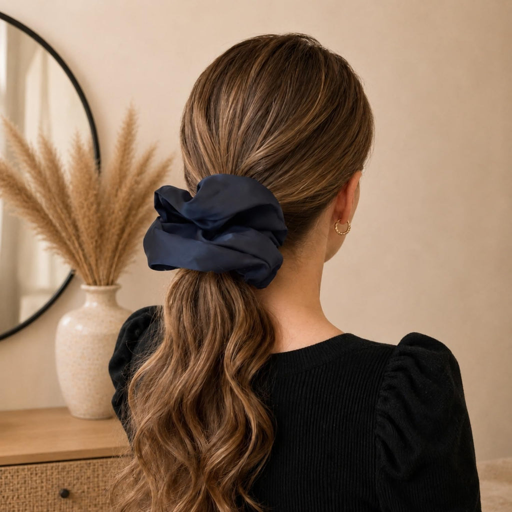 PIDOUDOU 2 Pack Jumbo Satin Silk Scrunchies, 7.5 Inch Hair Ties