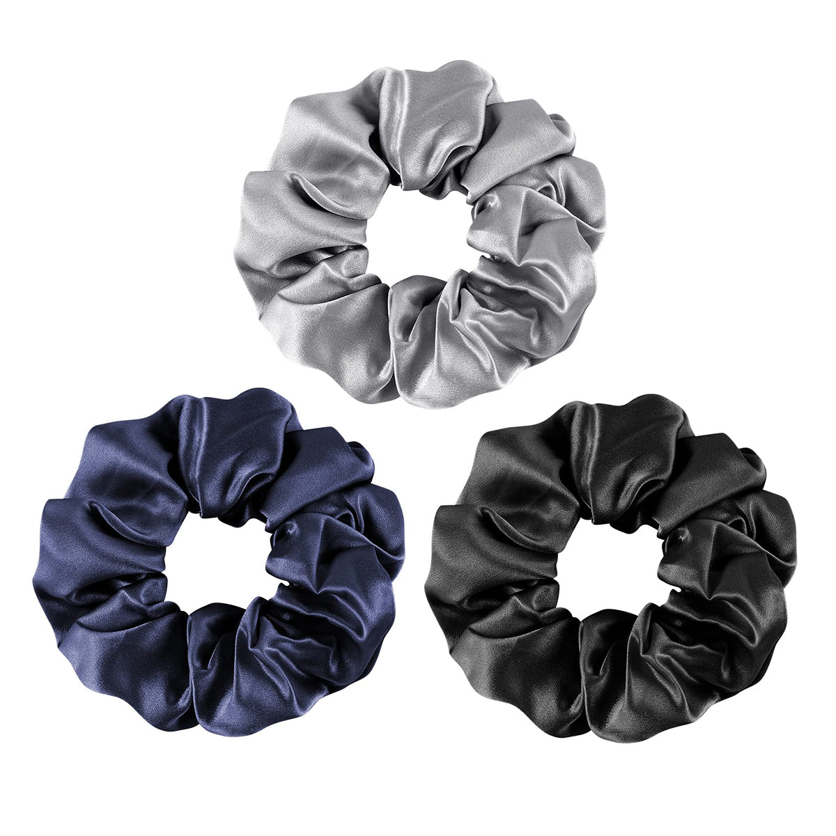 OLESILK 100% Mulberry Silk Scrunchies for Women, Hair Ties No Damage 3 Pack