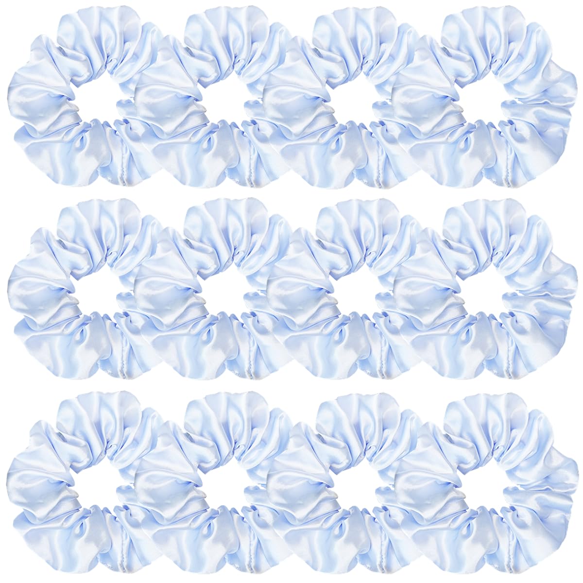 12 Pcs Satin Silk Scrunchies Soft Hair Ties Fashion Hair Bands Hair Bow Ropes Elastic Bracelets Ponytail Holders Hair Accessories for Women Girls (4.5 Inch, Assorted Multi-color)
