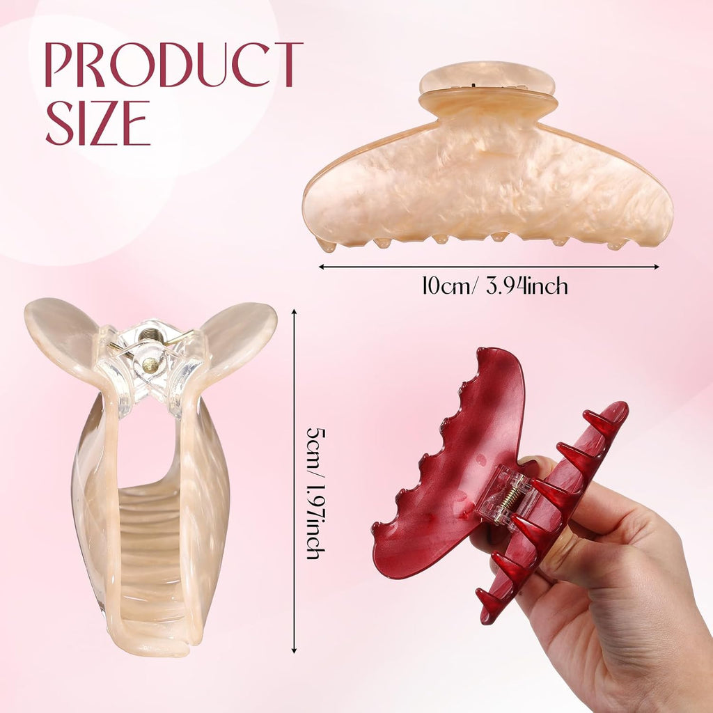 8 Pcs Large Acrylic Hair Claw Clips,Ink Painting,Dusk Color