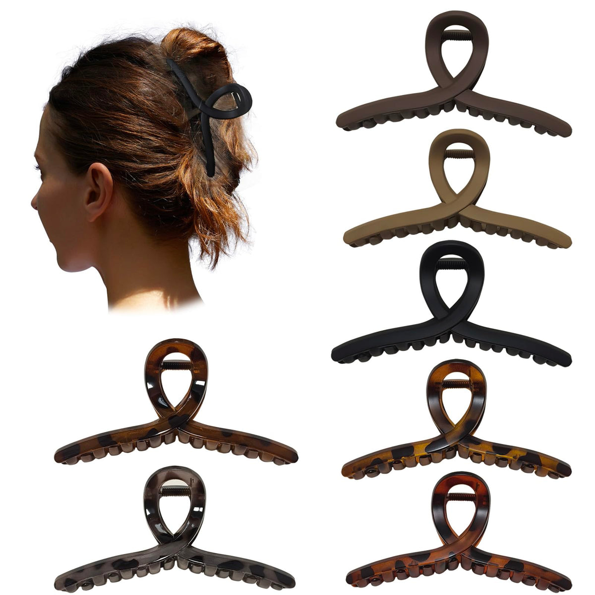 4.3 Inch Hair Claw Clips Large No Slip Big Matte Jaw Butterfly Clip for Thin Fine Thick Hair Women, 4 Pack