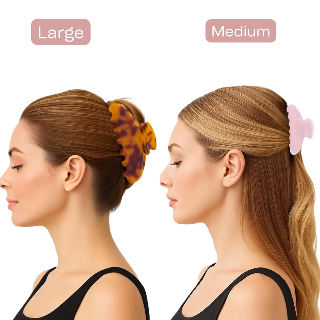 Hair Claw Clip – Large & Medium Sizes – Strong Hold, Non-Slip Grip for Thick or Fine Hair – Premium Cellulose Acetate – No Breakage, Gentle Styling for Women (Tortoise, Medium - 3.5")