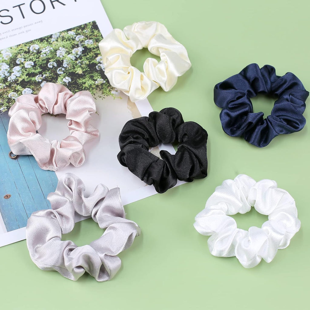 IVARYSS Satin Scrunchies for Women, Soft Than Silk for Hair, Fashion Ties and Bands for Thin | Thick Hair Styling, 16 Pack (Neutral Color)